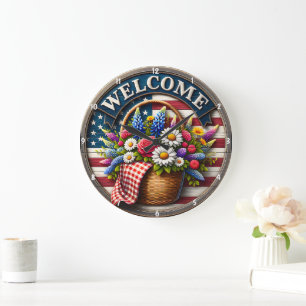 Patriottisch ontwerp met bloemen en tekst Welkom Grote Klok