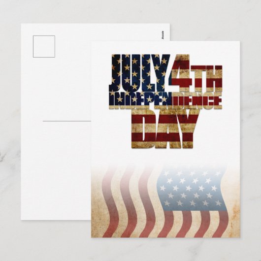 Patriottisch ontwerp van de vlag op 4 juli feestdagenkaart (Voorkant / Achterkant)