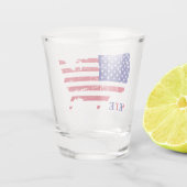 Patriottisch ontwerp van een kaart van de VS met v Shot Glas (Achterkant)