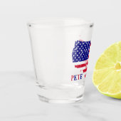 Patriottisch ontwerp van een kaart van de VS met v Shot Glas (Links)