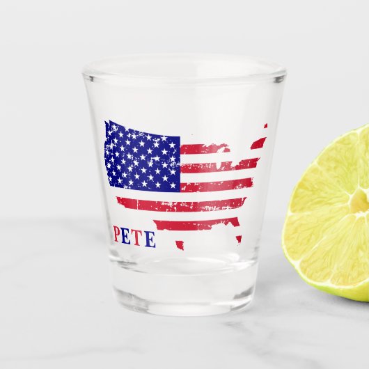 Patriottisch ontwerp van een kaart van de VS met v Shot Glas (Voorkant)