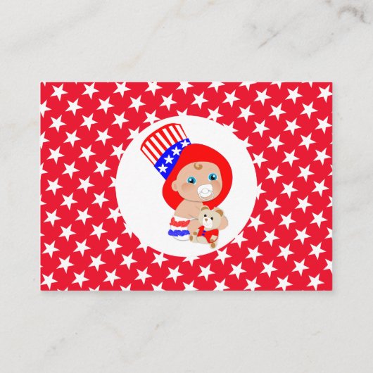 Patriottisch oom Sam American Baby shower Display Informatiekaartje (Achterkant)