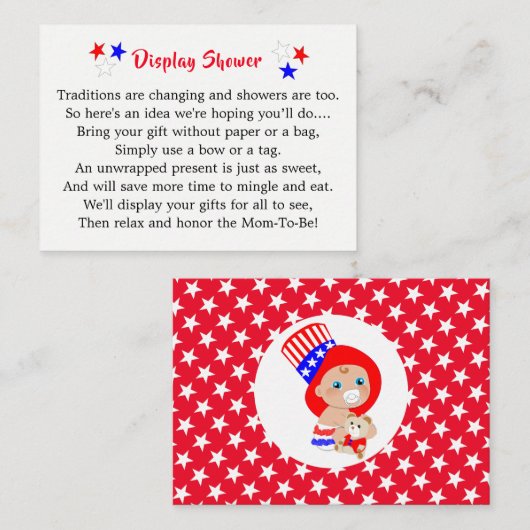 Patriottisch oom Sam American Baby shower Display Informatiekaartje (Voorkant / Achterkant)