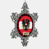 Patriottisch Oostenrijk, buffalo plaid, Oostenrijk Tin Sneeuwvlok Ornament (Links)