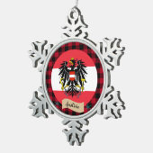 Patriottisch Oostenrijk, buffalo plaid, Oostenrijk Tin Sneeuwvlok Ornament (Rechts)