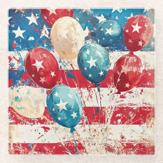 Patriottisch op 4 juli glazen onderzetter (Voorkant)