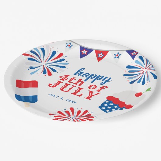Patriottisch op 4 juli papieren bordje (Gekanteld)