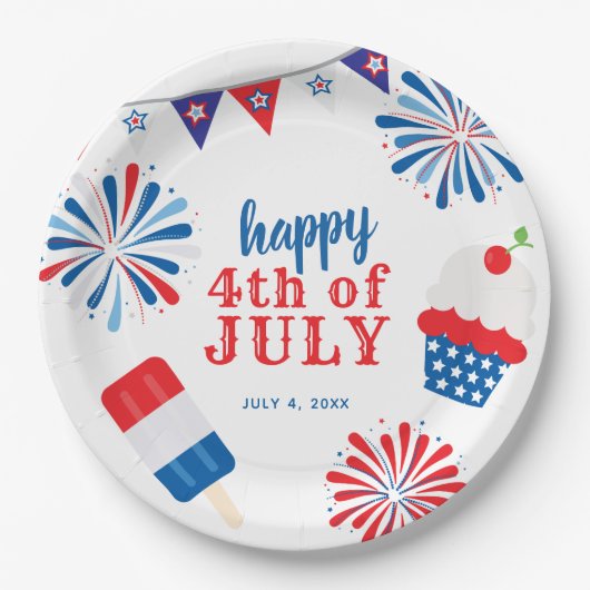Patriottisch op 4 juli papieren bordje (Voorkant)
