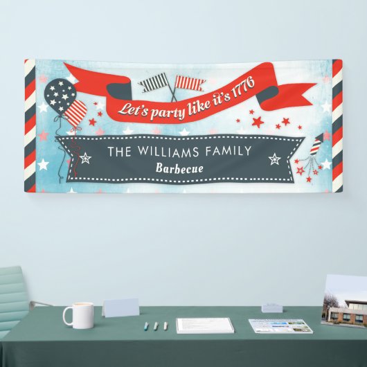 Patriottisch op 4 juli Partij Rood Wit en Blauw Spandoek (Beurs)