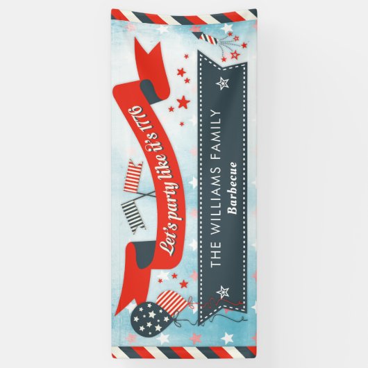 Patriottisch op 4 juli Partij Rood Wit en Blauw Spandoek (Verticaal)