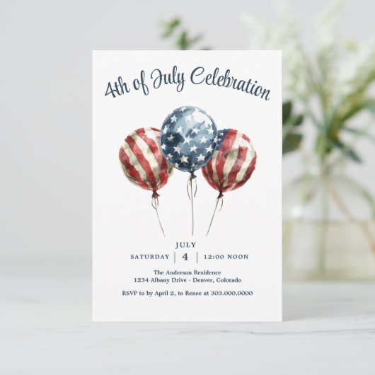 Patriottisch op 4 juli save the date (Staand voorkant)