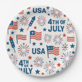 Patriottisch op 4 juli 🇺🇸 | Vuurwerk, sterren en Papieren Bordje (Voorkant)