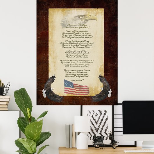 Patriottisch origineel gedicht Amerikaanse vlag Poster (Thuiskantoor)