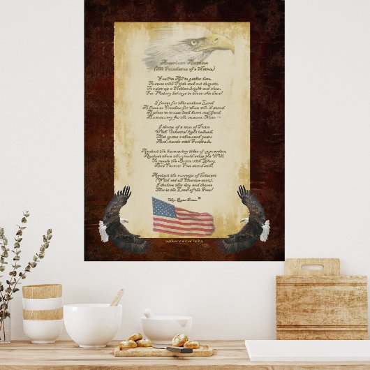Patriottisch origineel gedicht Amerikaanse vlag Poster (Keuken)