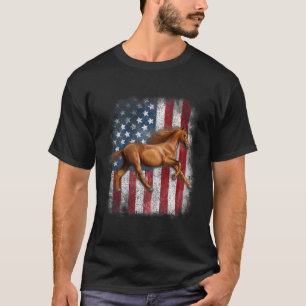 Patriottisch paard Amerikaanse vlag Horseback Ridi T-shirt