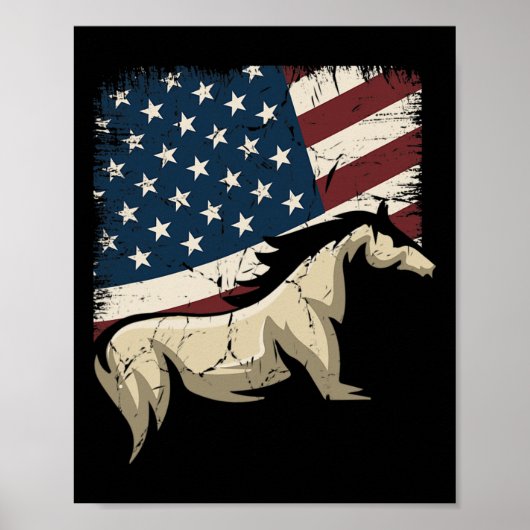 Patriottisch paard Amerikaanse vlag paardrijden Poster (Voorkant)