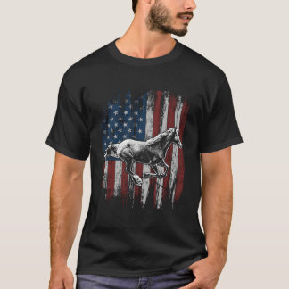 Patriottisch Paard Amerikaanse Vlag Paardrijden T-shirt