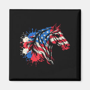 Patriottisch paard amerikaanse vlag spetterende ku magneet