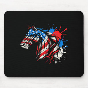 Patriottisch paard amerikaanse vlag spetterende ku muismat