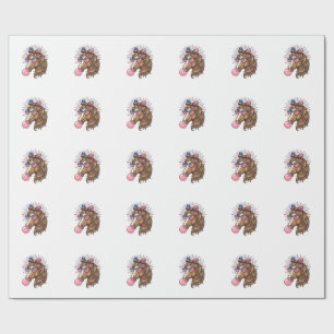 Patriottisch Paard Bubble Gum Vintage Vector T-shi Cadeaupapier