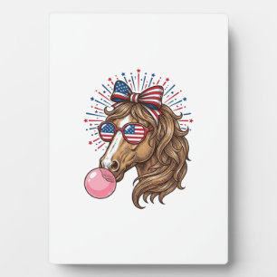 Patriottisch Paard Bubble Gum Vintage Vector T-shi Fotoplaat