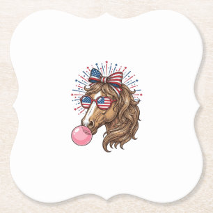 Patriottisch Paard Bubble Gum Vintage Vector T-shi Kartonnen Onderzetters