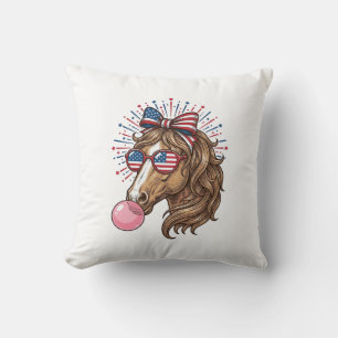 Patriottisch Paard Bubble Gum Vintage Vector T-shi Kussen