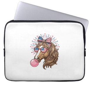 Patriottisch Paard Bubble Gum Vintage Vector T-shi Laptop Sleeve