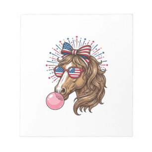 Patriottisch Paard Bubble Gum Vintage Vector T-shi Notitieblok