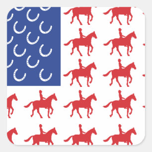 Patriottisch paard en ruiter vierkante sticker