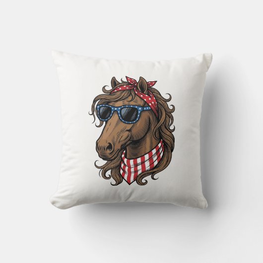 Patriottisch paard hoofd vector shirt ontwerp_1 kussen (Voorkant)