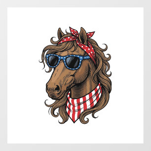 Patriottisch paard hoofd vector shirt ontwerp_1 raamsticker