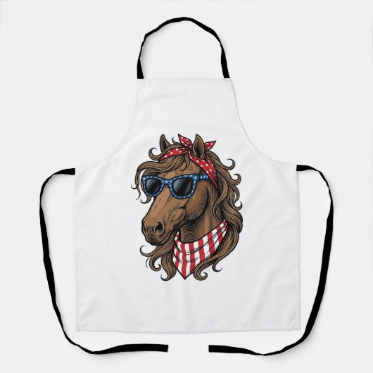 Patriottisch paard hoofd vector shirt ontwerp_1 schort (Voorkant)