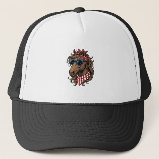 Patriottisch paard hoofd vector shirt ontwerp_1 trucker pet (Voorkant)