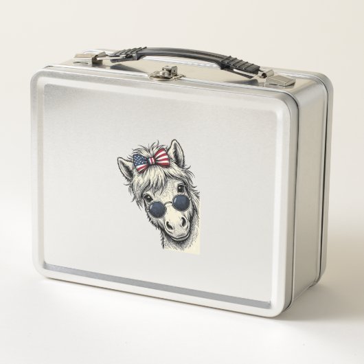 Patriottisch Paard Met Zonnebril Vintage Vector On (Voorkant)