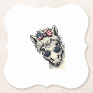 Patriottisch Paard Met Zonnebril Vintage Vector On Kartonnen Onderzetters