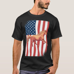 Patriottisch Paard Paardrijden Amerikaanse vlag Ho T-shirt