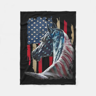 Patriottisch Paard Usa Vlag Vintage Paard 4 Juli Fleece Deken