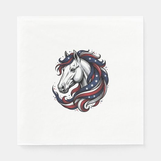 Patriottisch Paard Vintage Gravure Vector Kunst Servet (Voorkant)