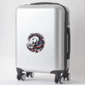 Patriottisch Paard Vintage Gravure Vector Kunst Sticker (Koffer)