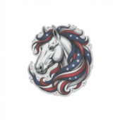 Patriottisch Paard Vintage Gravure Vector Kunst Sticker (Voorkant)