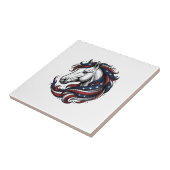 Patriottisch Paard Vintage Gravure Vector Kunst Tegeltje (Zijkant)