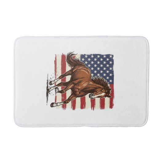 Patriottisch Paard Vintage Western Vector Ontwerp_ Badmat (Voorkant)