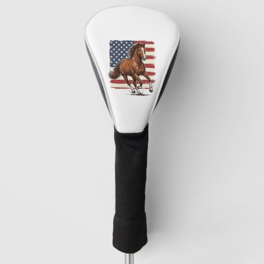 Patriottisch Paard Vintage Western Vector Ontwerp_ Golfheadcover (Voorkant)
