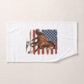 Patriottisch Paard Vintage Western Vector Ontwerp_ Handdoek (Handdoek)