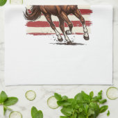 Patriottisch Paard Vintage Western Vector Ontwerp_ Theedoek (Gevouwen)