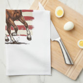 Patriottisch Paard Vintage Western Vector Ontwerp_ Theedoek (Quarter Fold)
