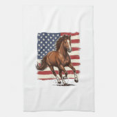 Patriottisch Paard Vintage Western Vector Ontwerp_ Theedoek (Verticaal)