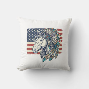 Patriottisch Paard Vlag Vintage Vector T-Shirt Ont Kussen
