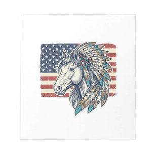 Patriottisch Paard Vlag Vintage Vector T-Shirt Ont Notitieblok